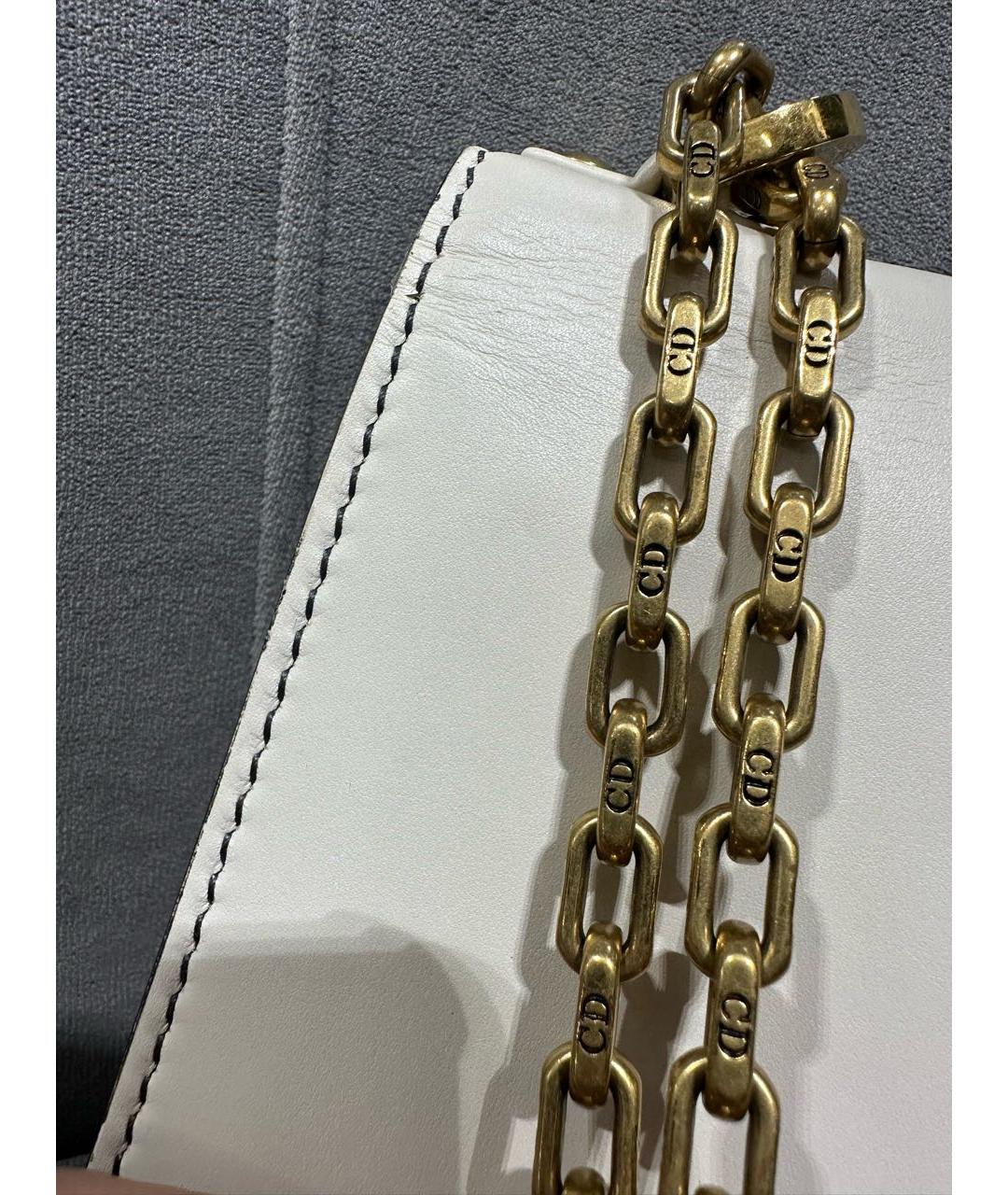 CHRISTIAN DIOR Белая кожаная сумка через плечо, фото 6