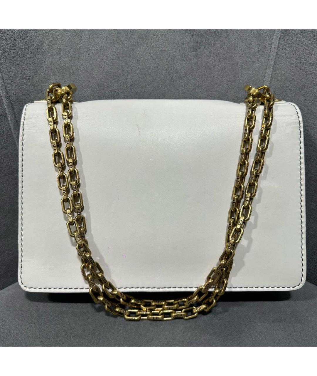 CHRISTIAN DIOR Белая кожаная сумка через плечо, фото 3