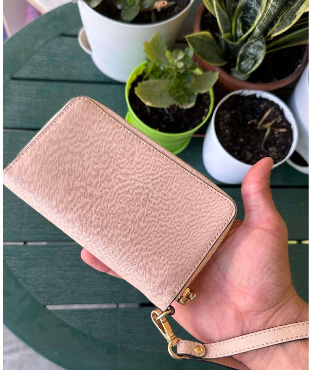 MICHAEL KORS Бежевый кожаный кошелек, фото 7