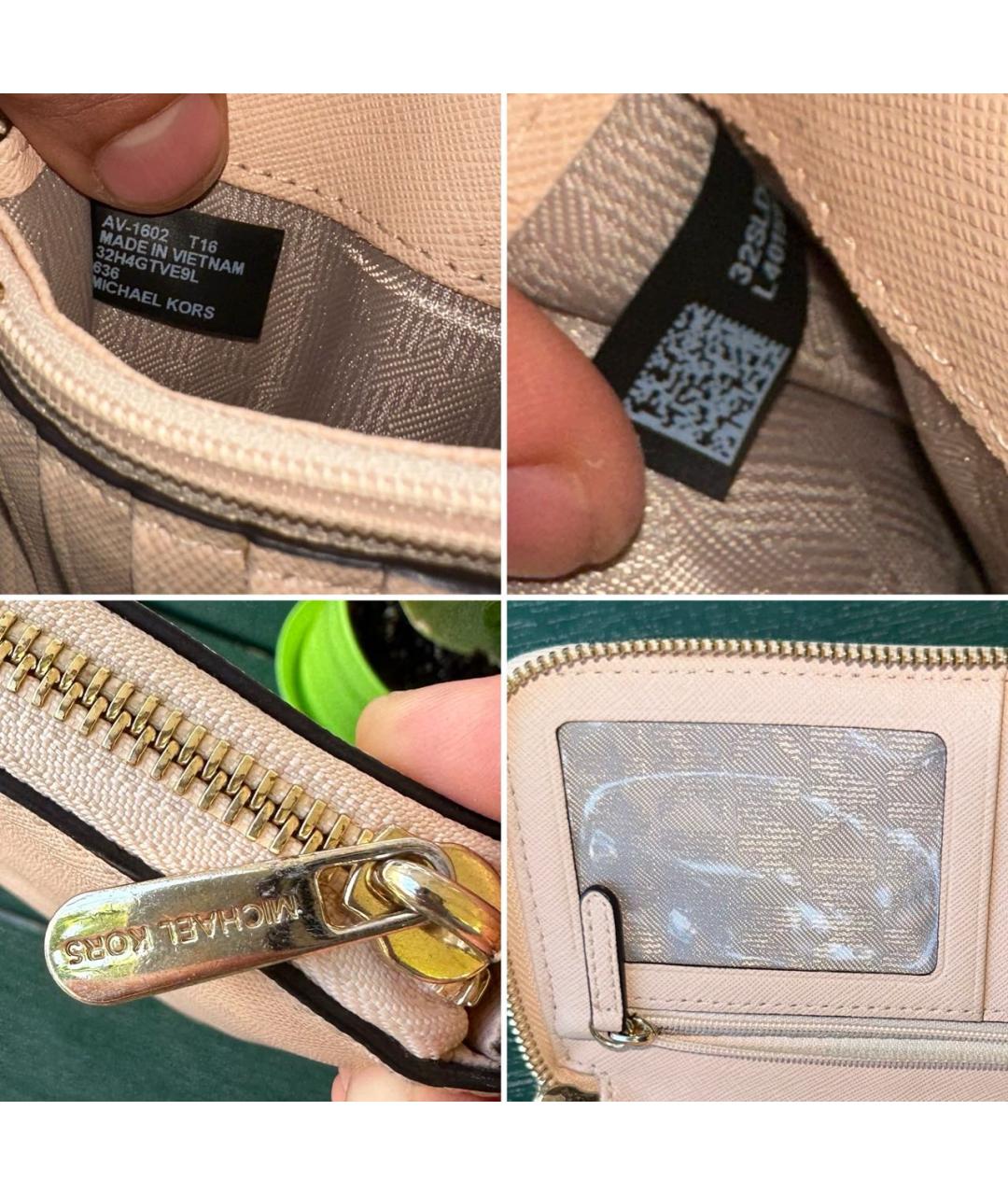 MICHAEL KORS Бежевый кожаный кошелек, фото 5