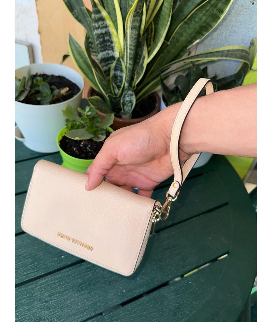 MICHAEL KORS Бежевый кожаный кошелек, фото 4