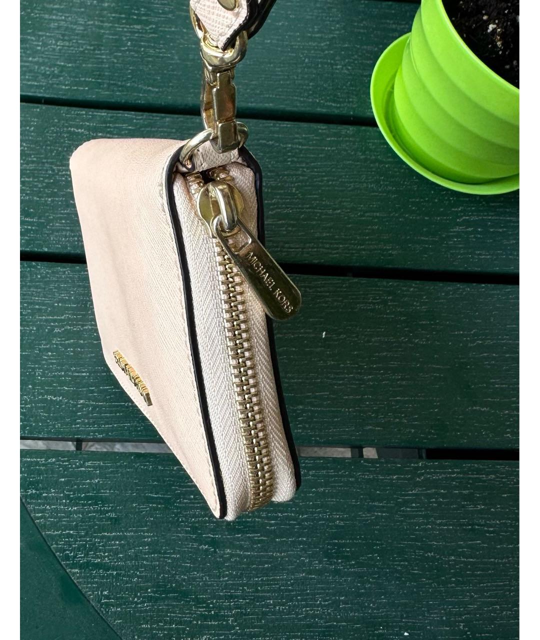MICHAEL KORS Бежевый кожаный кошелек, фото 6