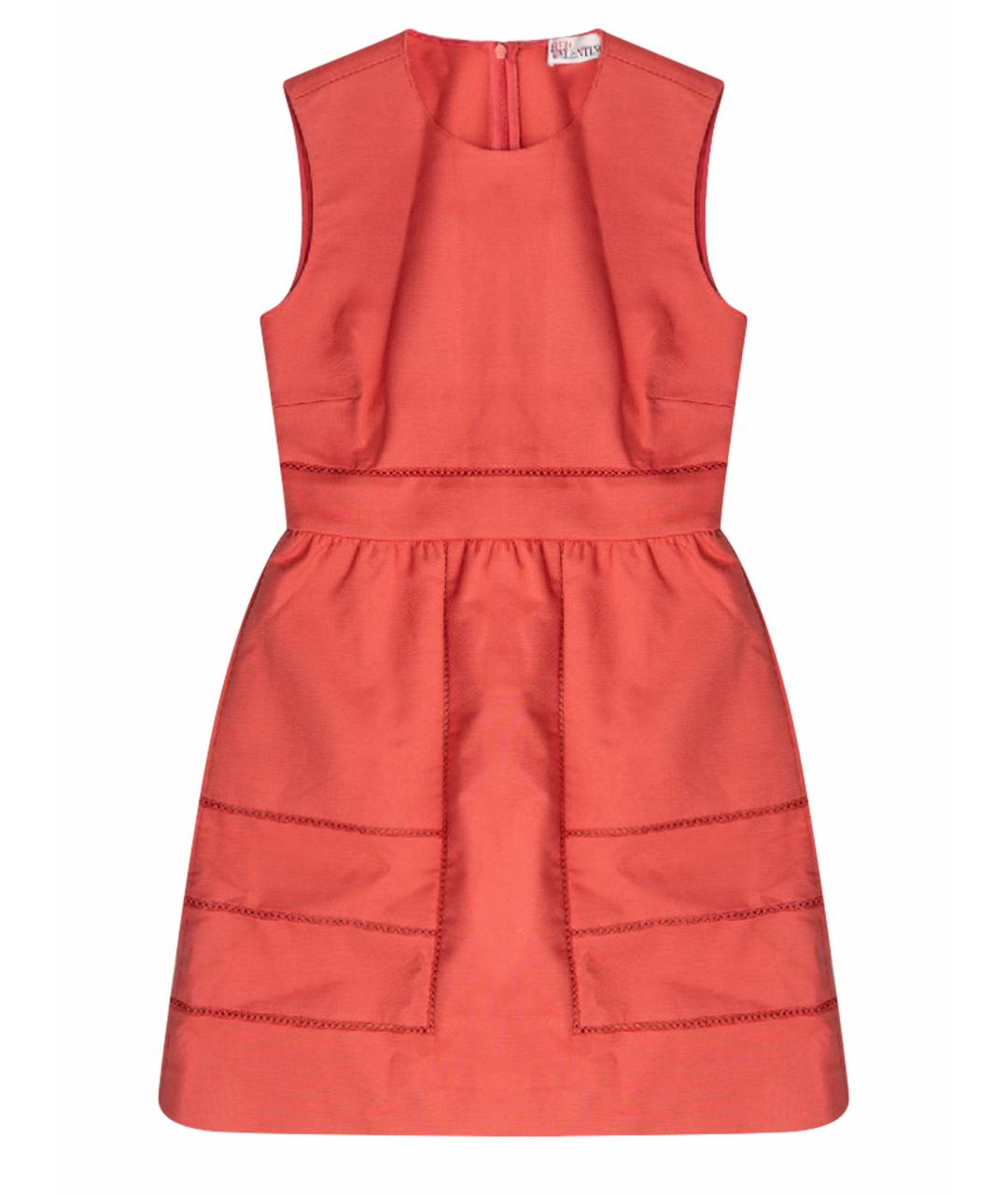RED VALENTINO Коралловое хлопковое коктейльное платье, фото 1