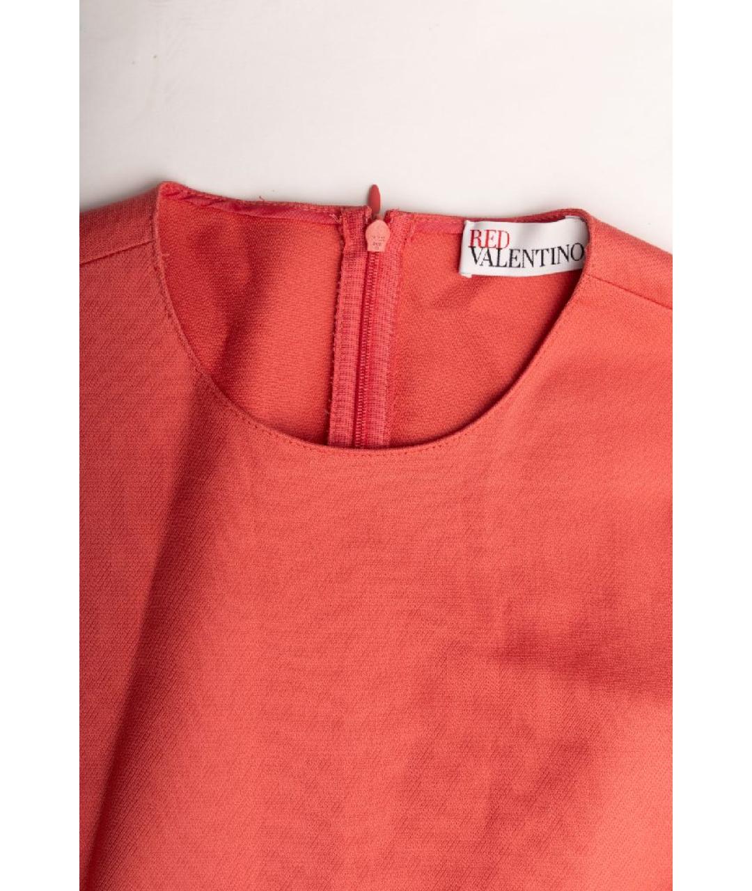 RED VALENTINO Коралловое хлопковое коктейльное платье, фото 3