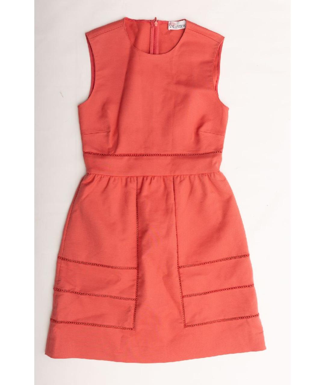 RED VALENTINO Коралловое хлопковое коктейльное платье, фото 10