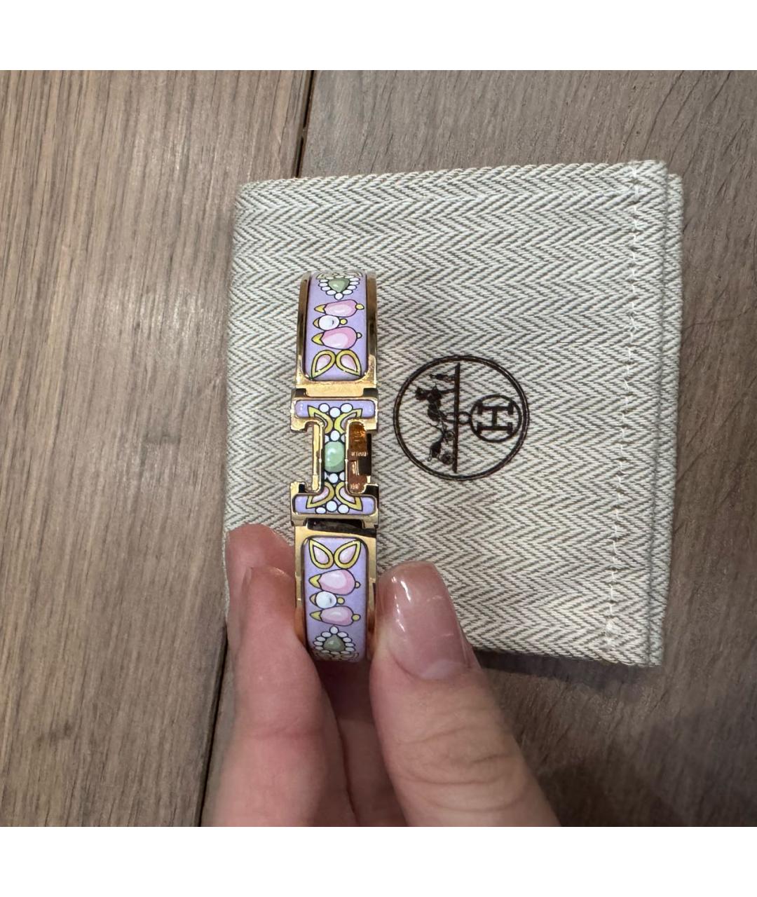 HERMES Розовый металлический браслет, фото 5