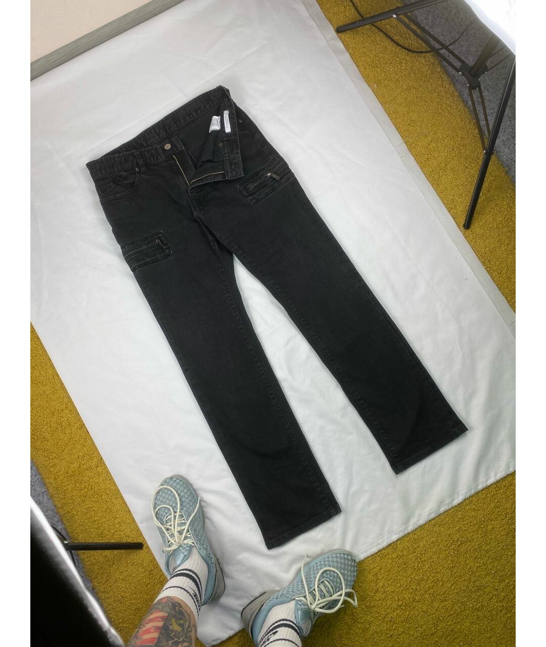 VERSACE COLLECTION Черные хлопковые прямые джинсы, фото 8