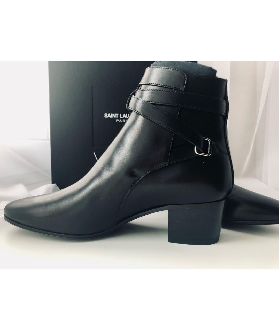 SAINT LAURENT Черные кожаные ботильоны, фото 2