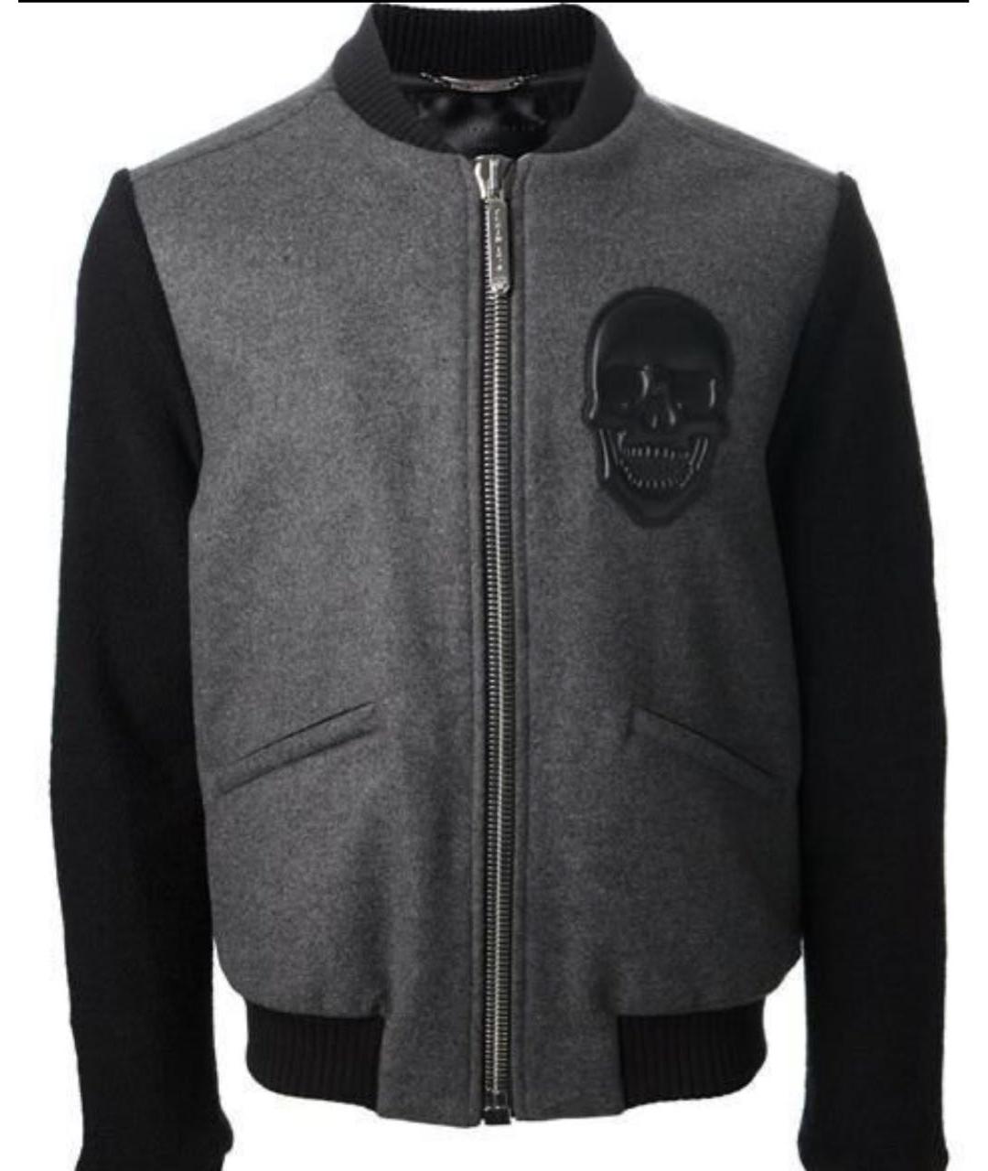 PHILIPP PLEIN Серая шерстяная куртка, фото 1