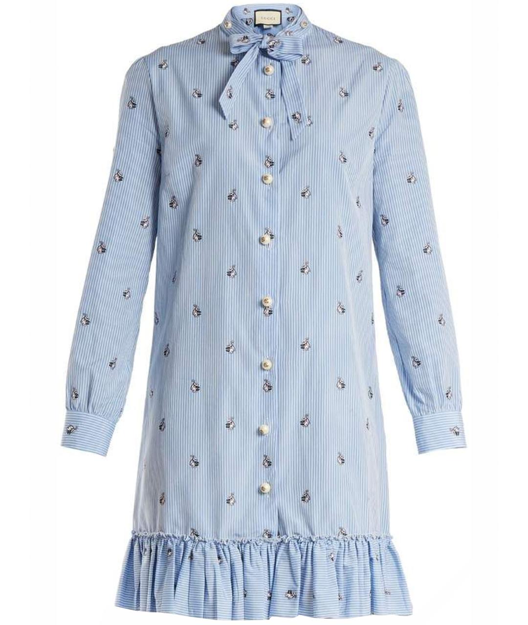 GUCCI Голубое хлопковое повседневное платье, фото 1