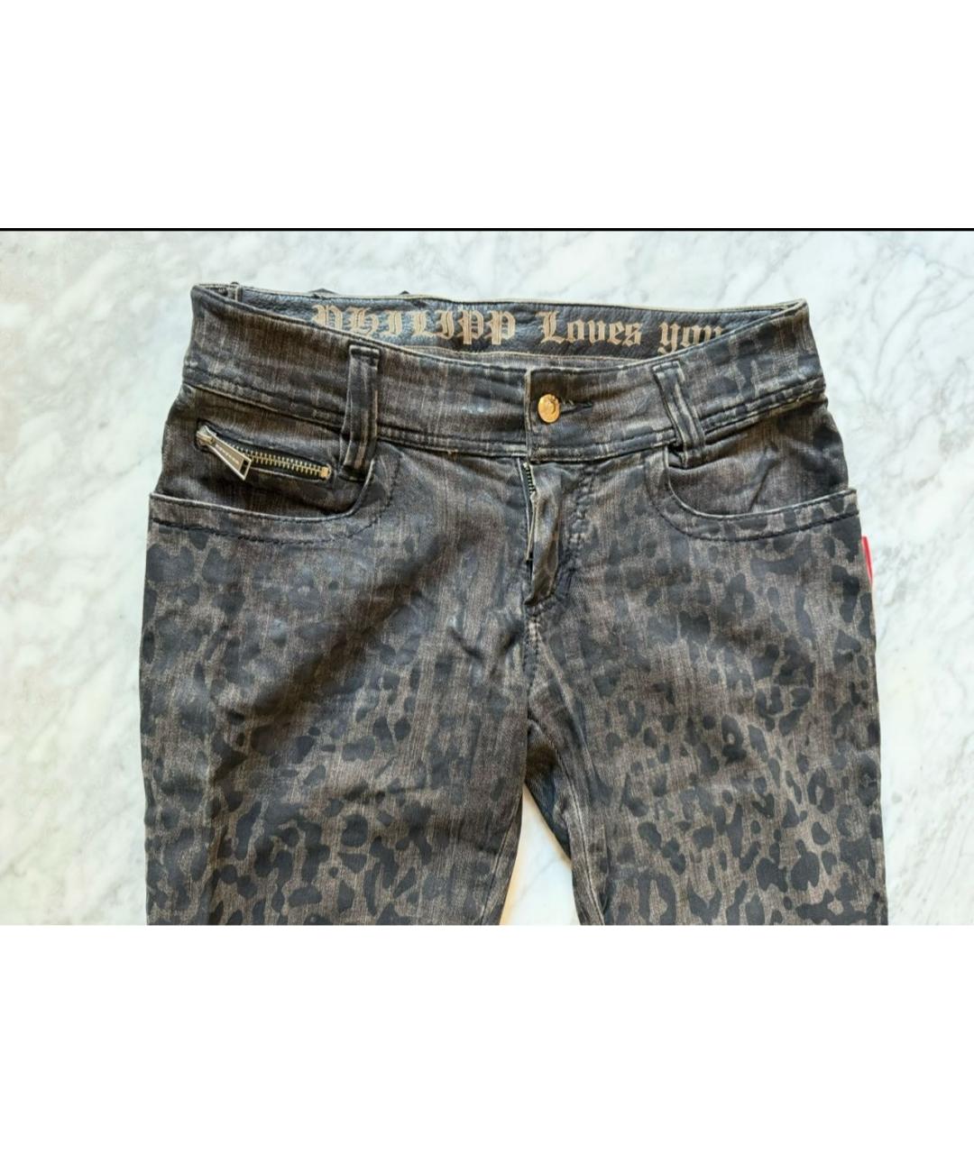 PHILIPP PLEIN Серые хлопковые прямые джинсы, фото 2