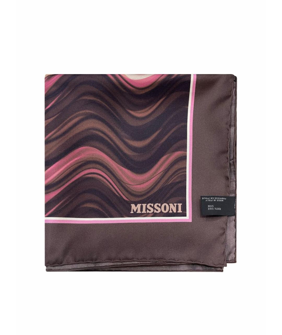 MISSONI Коричневый шелковый платок, фото 1