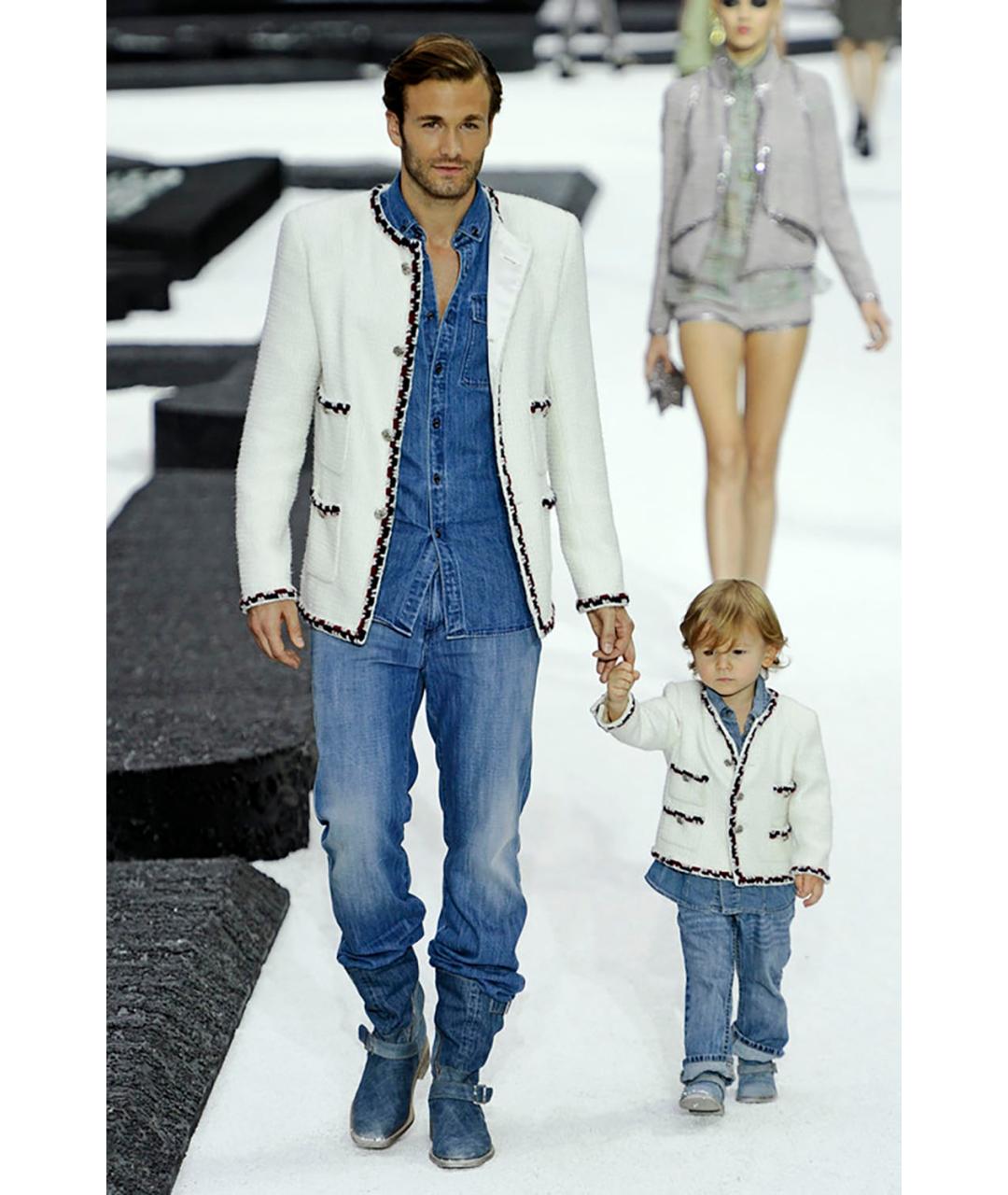 CHANEL Темно-синий твидовый жакет/пиджак, фото 2