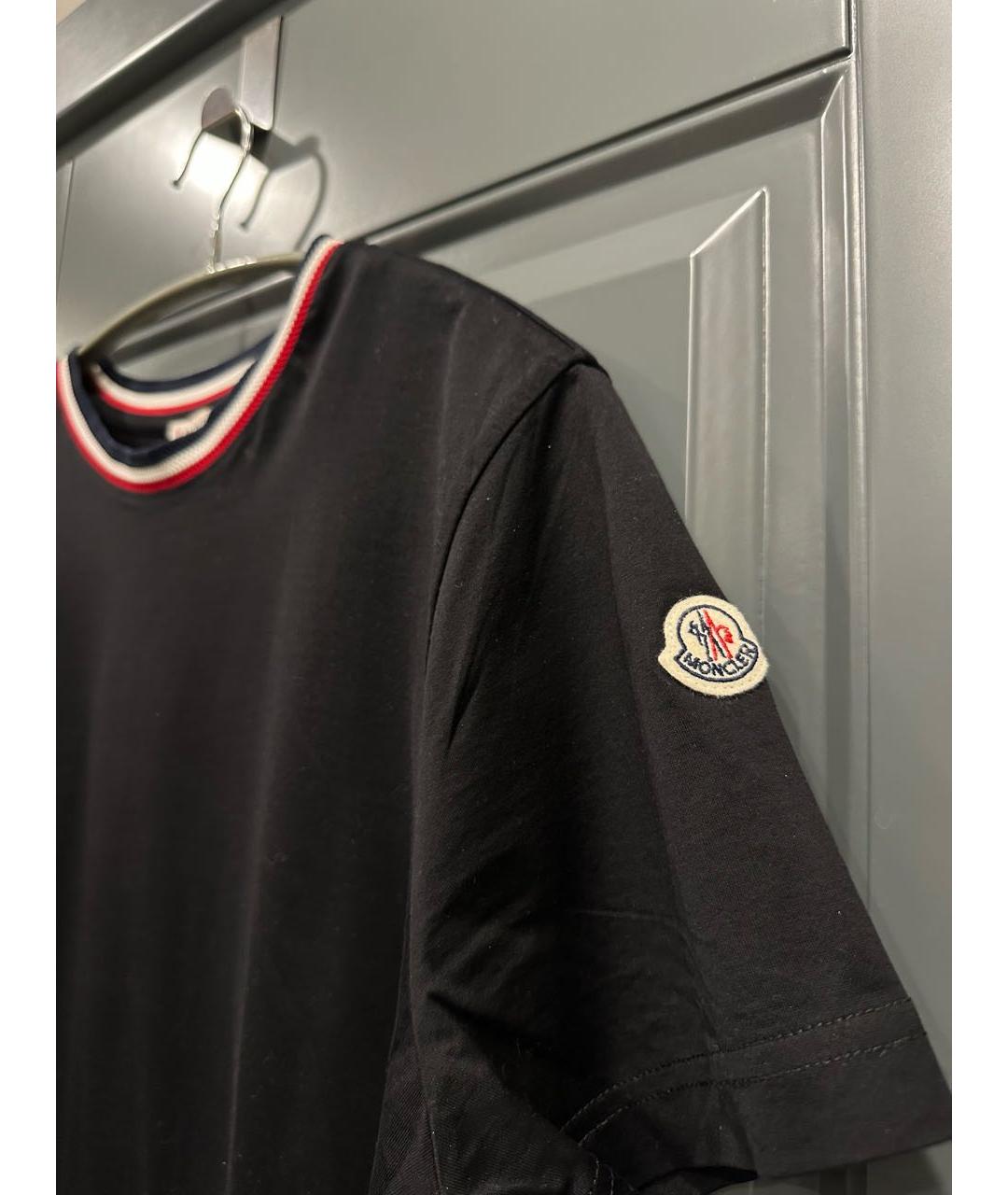 MONCLER Черная хлопковая футболка, фото 4