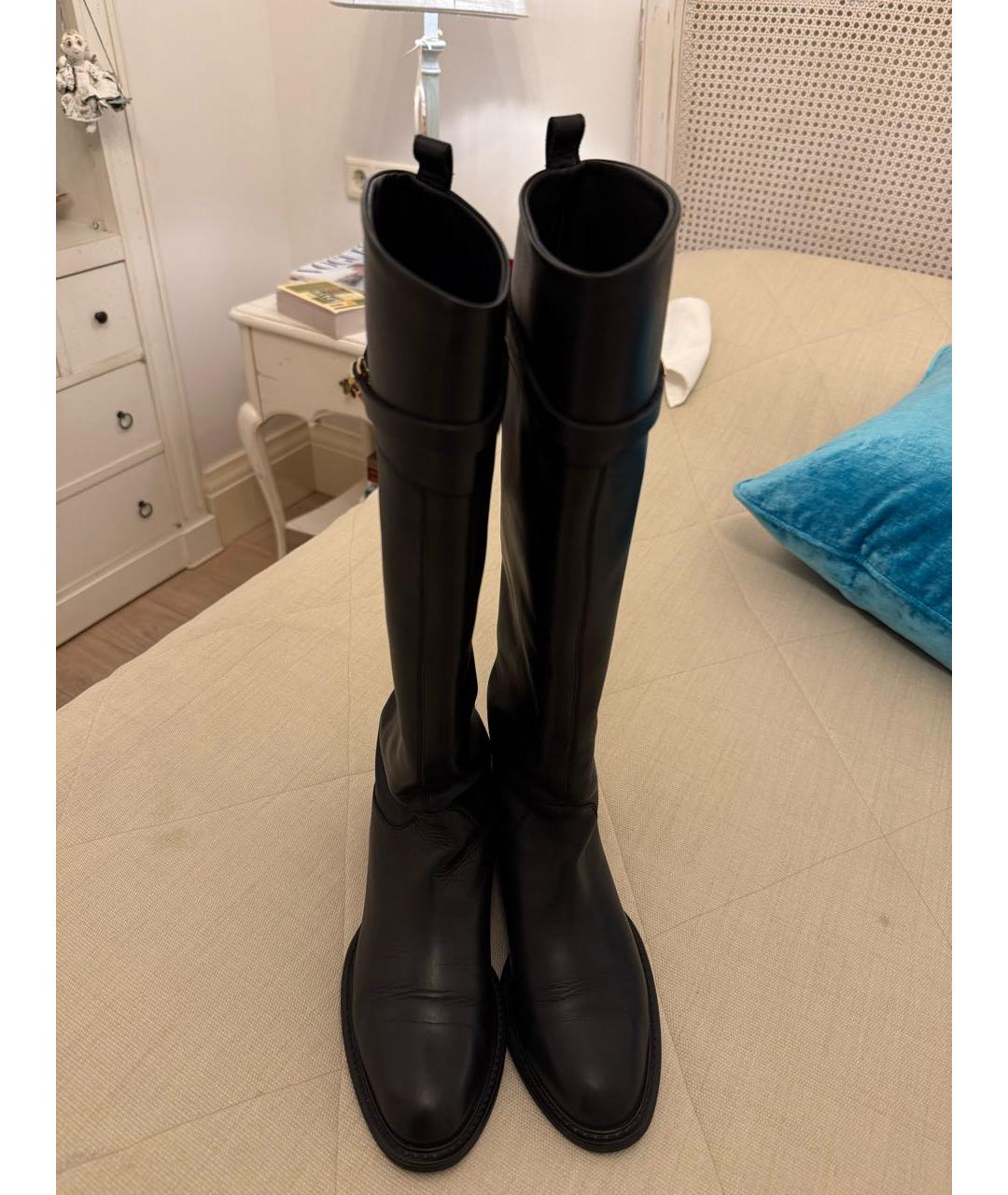 FERRAGAMO Черные кожаные сапоги, фото 2