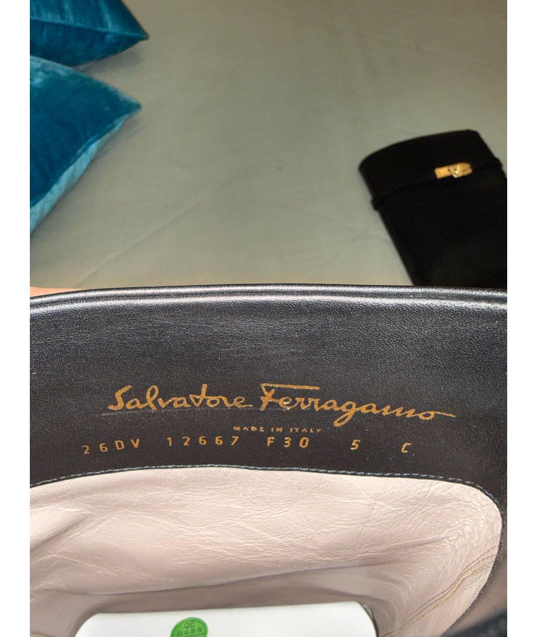 FERRAGAMO Черные кожаные сапоги, фото 7