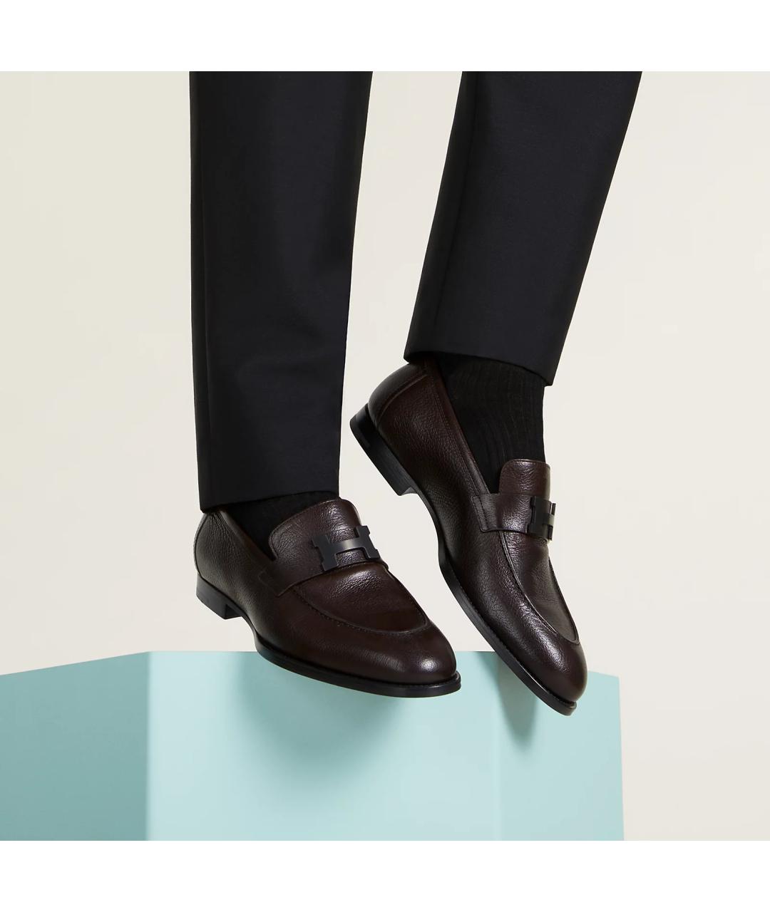 HERMES Фиолетовые кожаные мокасины, фото 4