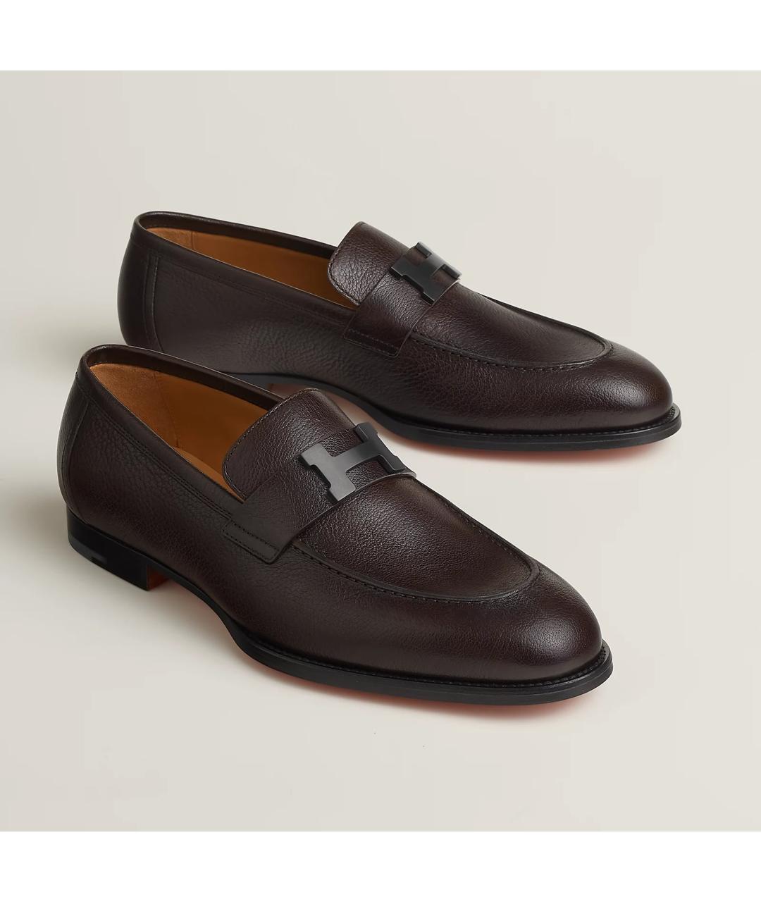 HERMES Фиолетовые кожаные мокасины, фото 2