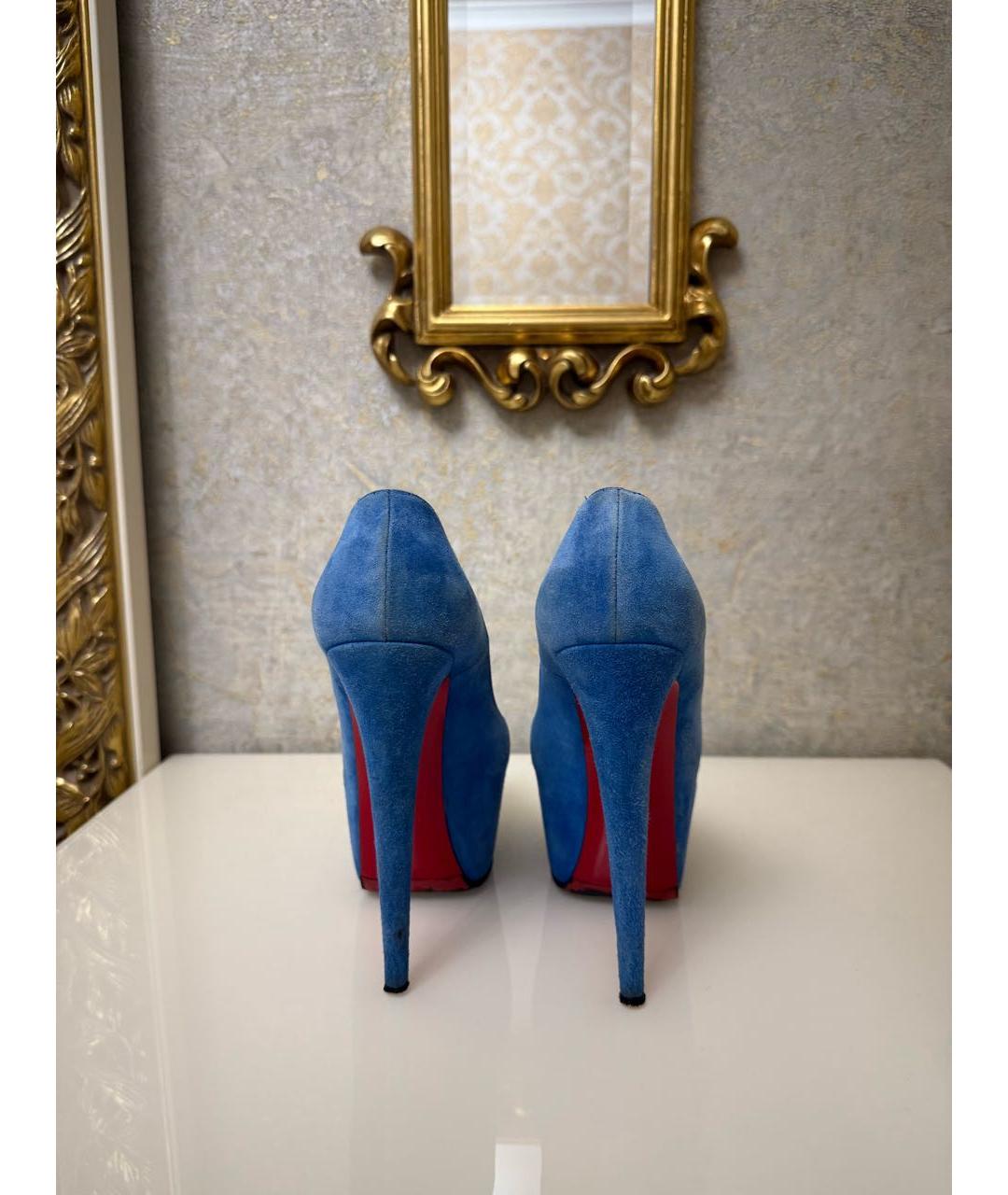 CHRISTIAN LOUBOUTIN Голубые замшевые туфли, фото 4