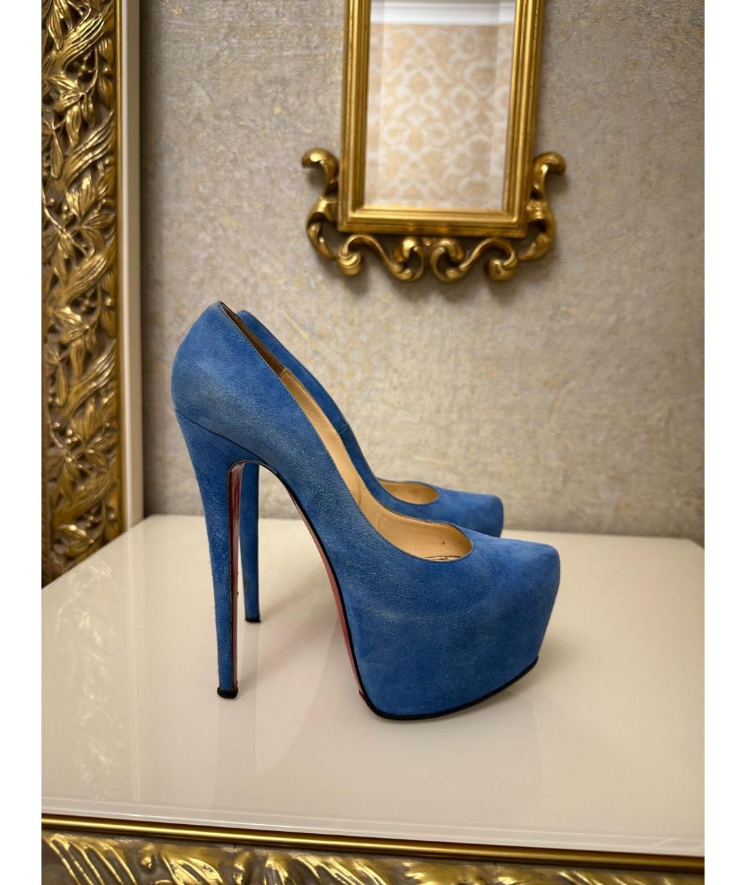 CHRISTIAN LOUBOUTIN Голубые замшевые туфли, фото 5
