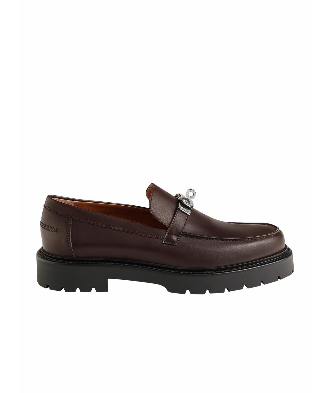 HERMES Фиолетовые кожаные мокасины, фото 1