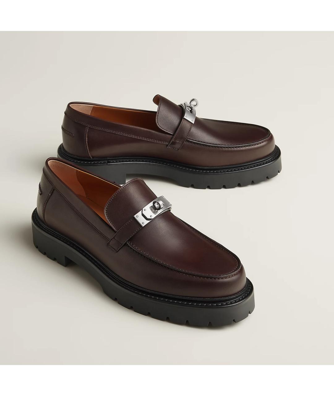 HERMES Фиолетовые кожаные мокасины, фото 2