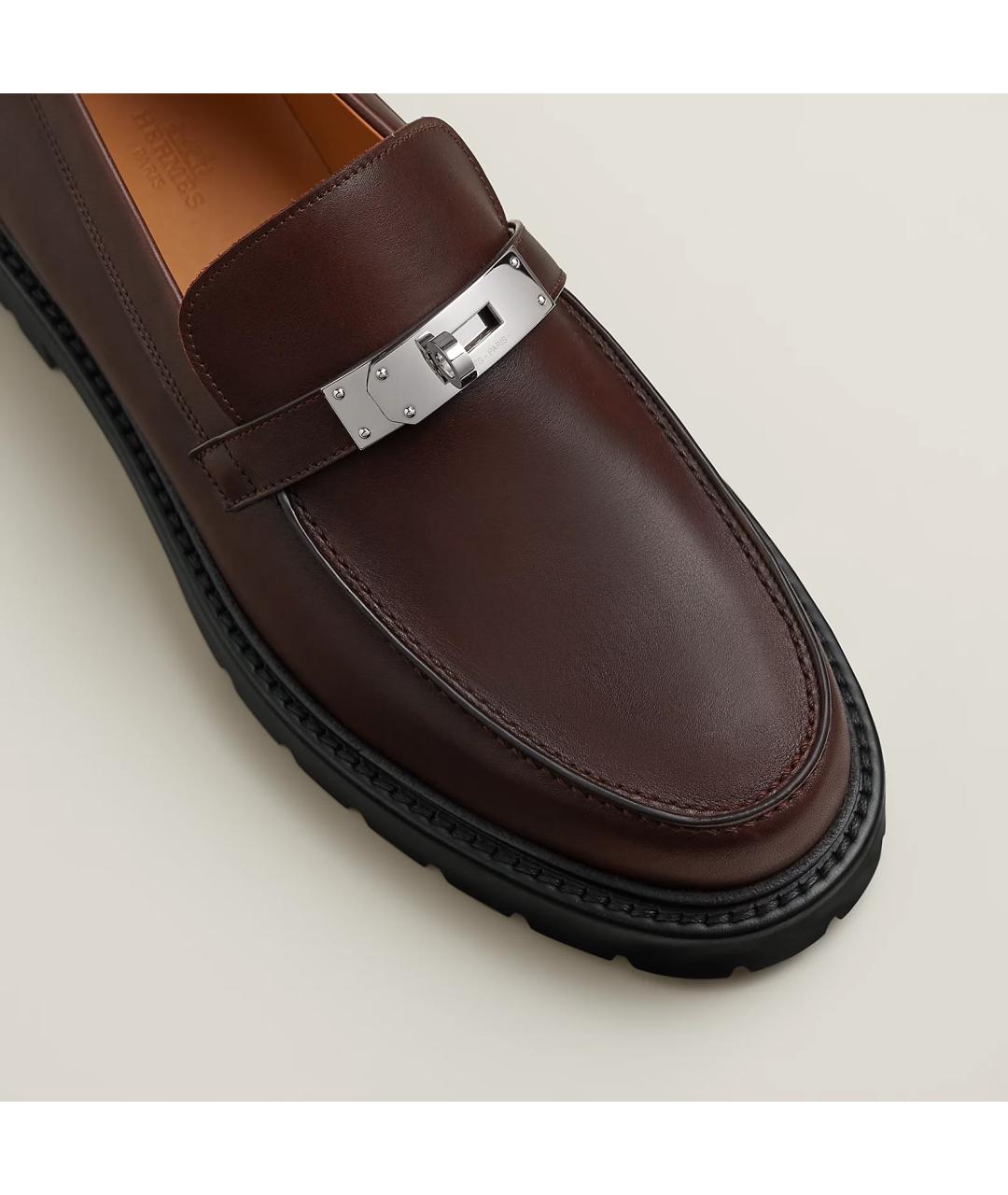 HERMES Фиолетовые кожаные мокасины, фото 4