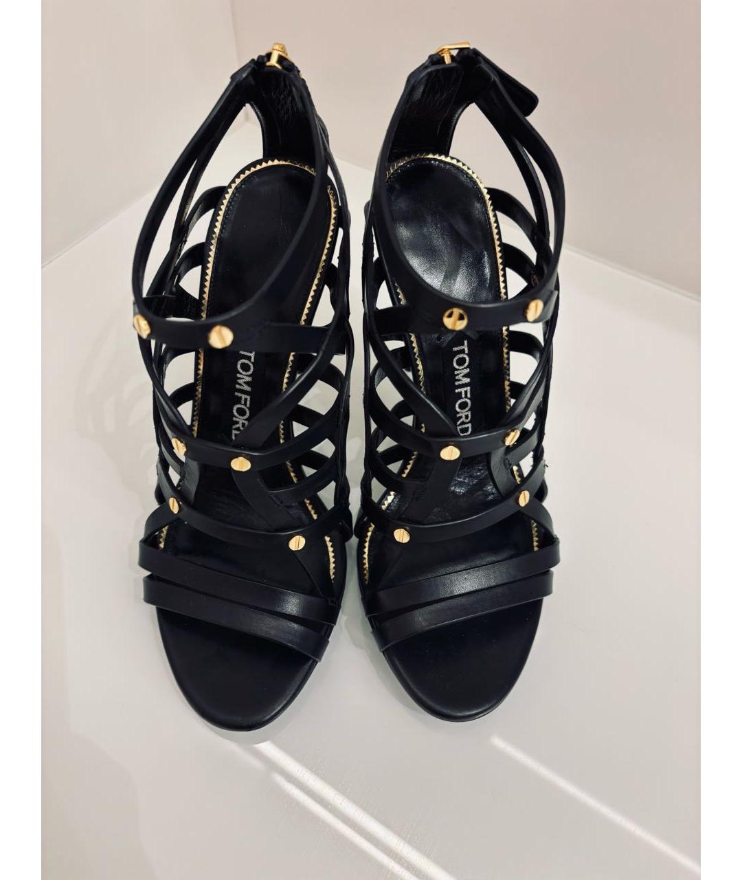 TOM FORD Черные кожаные босоножки, фото 2