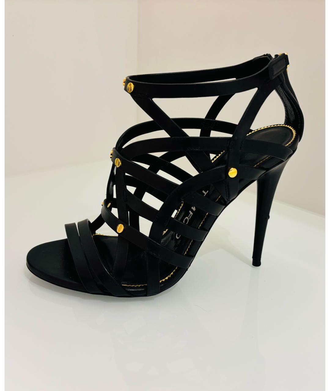 TOM FORD Черные кожаные босоножки, фото 6