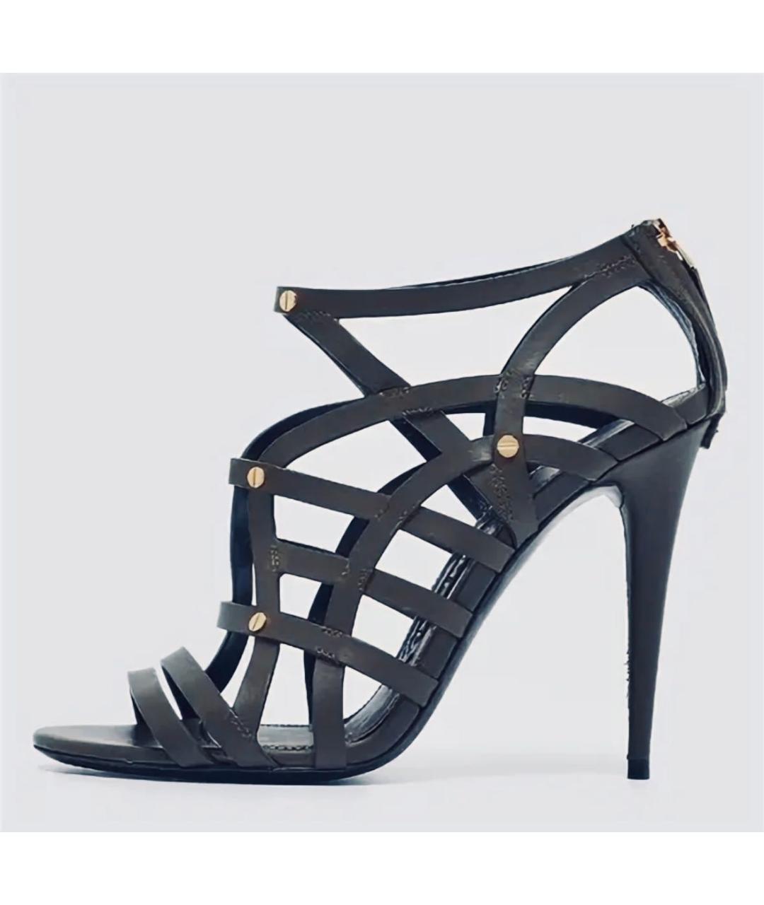 TOM FORD Черные кожаные босоножки, фото 4