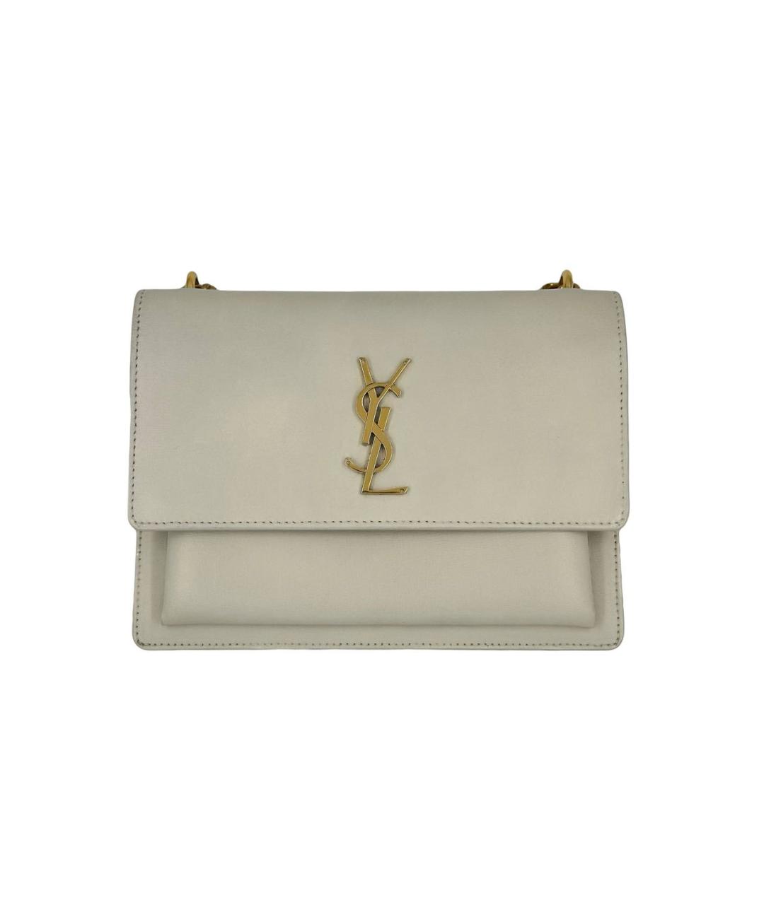 SAINT LAURENT Белая кожаная сумка через плечо, фото 1