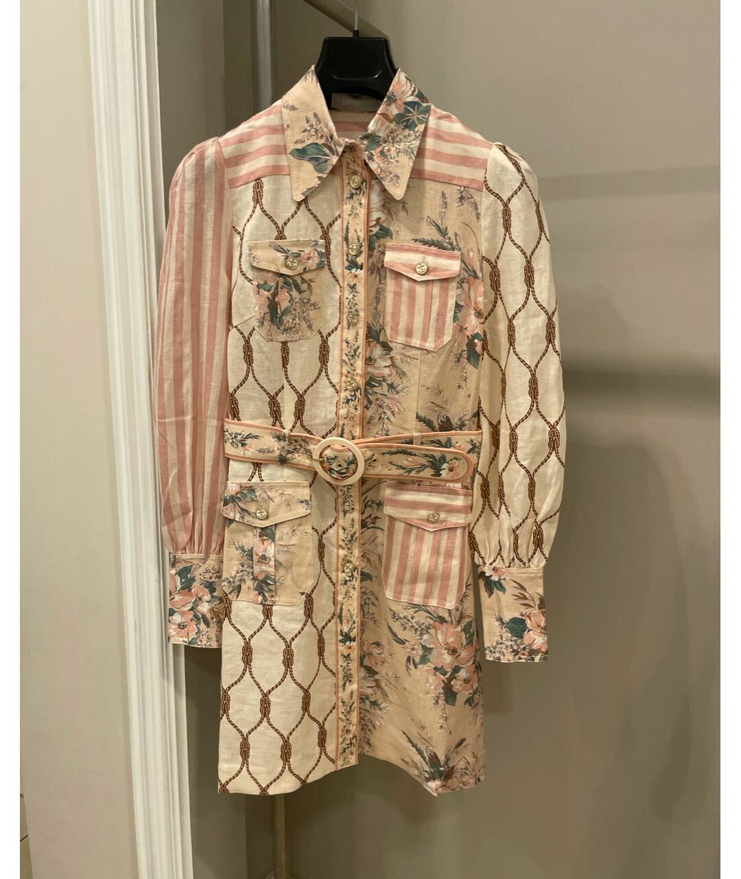 ZIMMERMANN Розовое льняное повседневное платье, фото 6