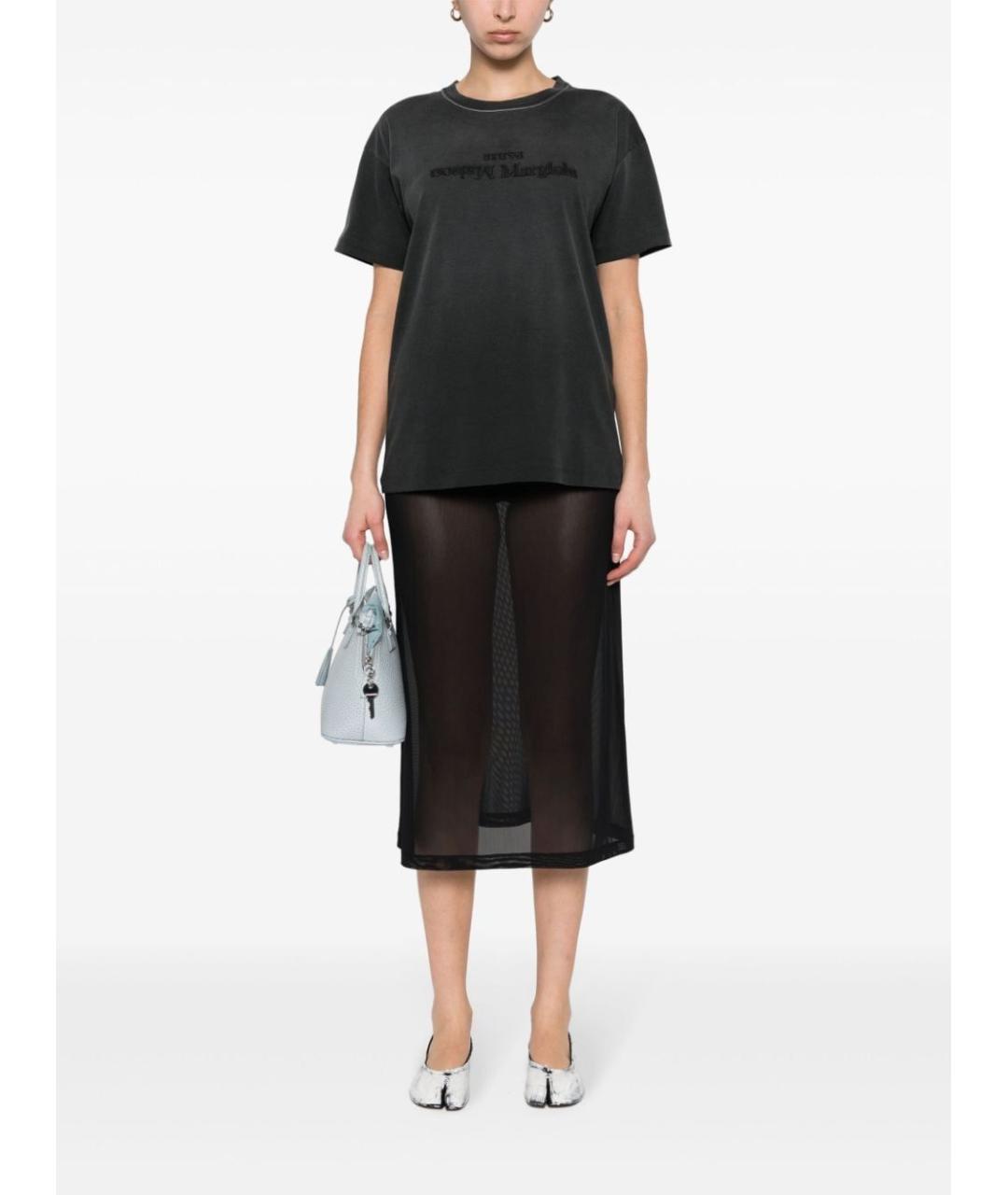 MAISON MARGIELA Антрацитовая хлопковая футболка, фото 6