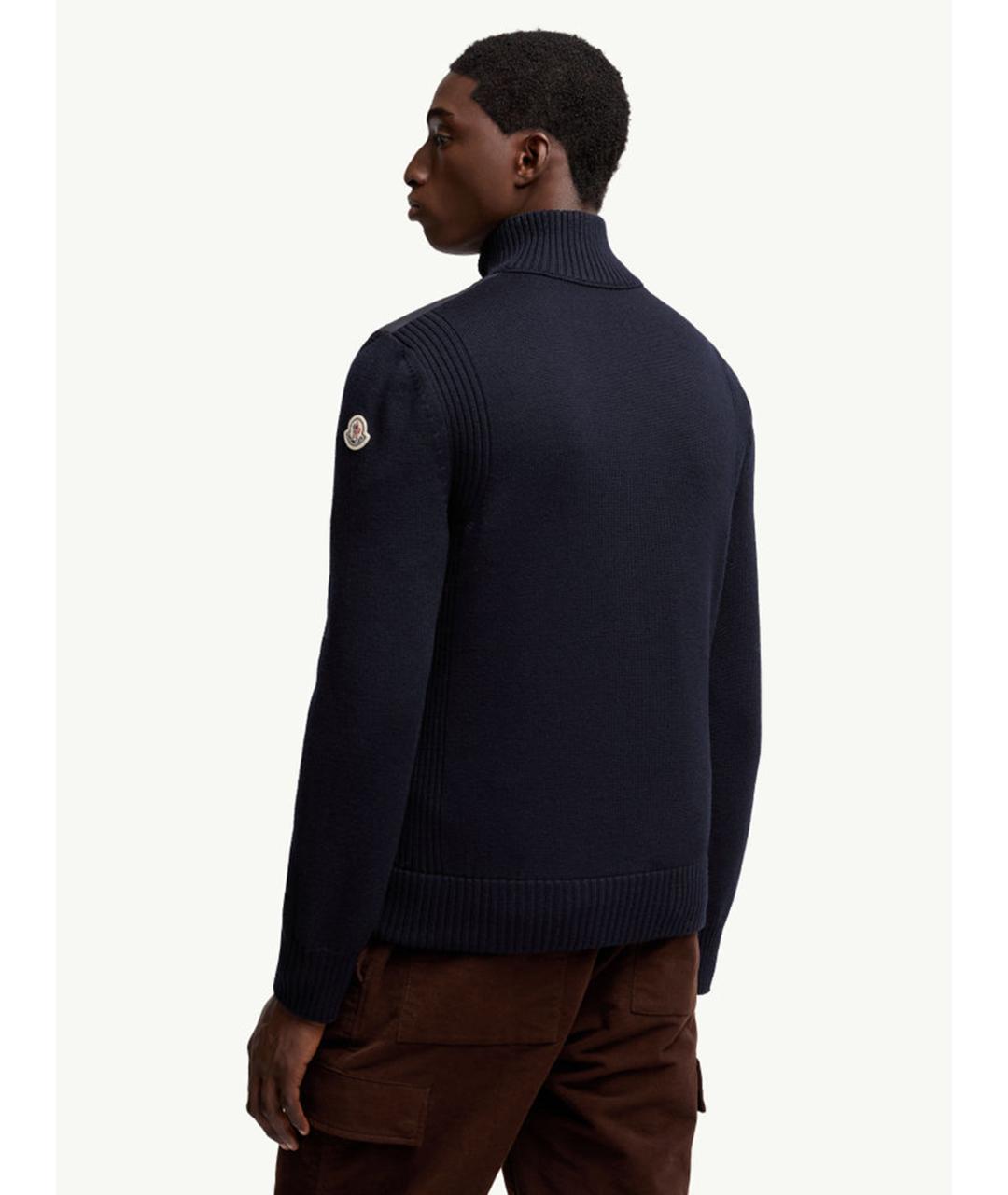 MONCLER Темно-синий шерстяной кардиган, фото 3