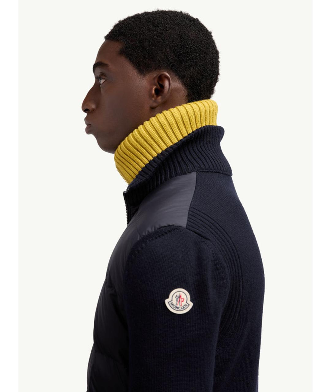 MONCLER Темно-синий шерстяной кардиган, фото 5
