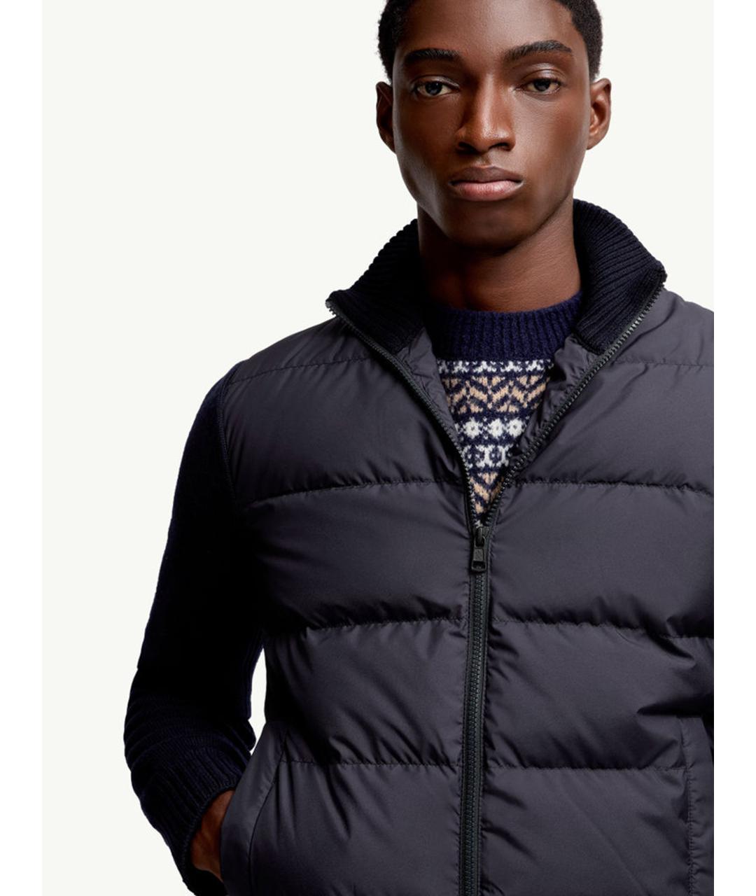 MONCLER Темно-синий шерстяной кардиган, фото 4