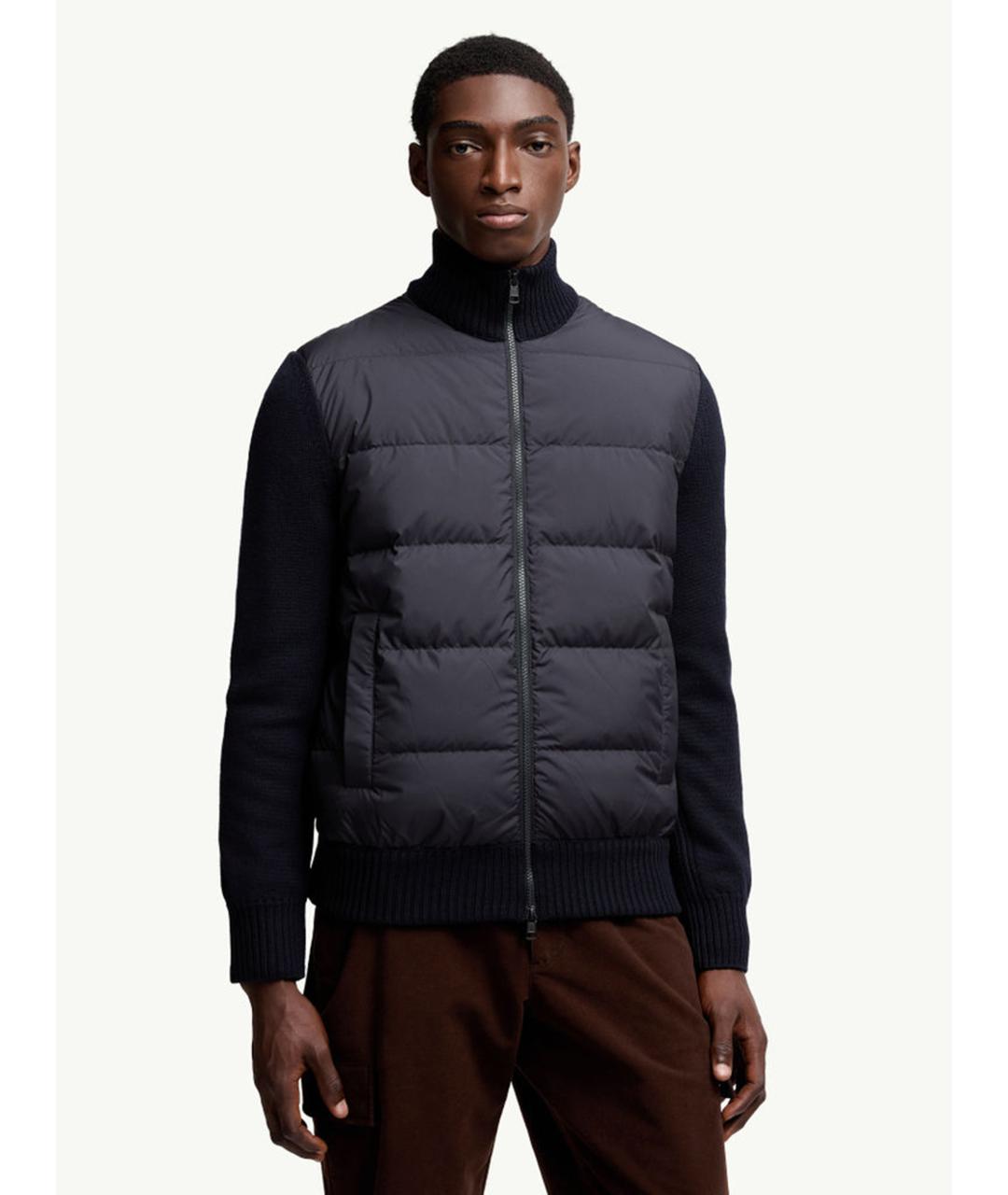 MONCLER Темно-синий шерстяной кардиган, фото 2