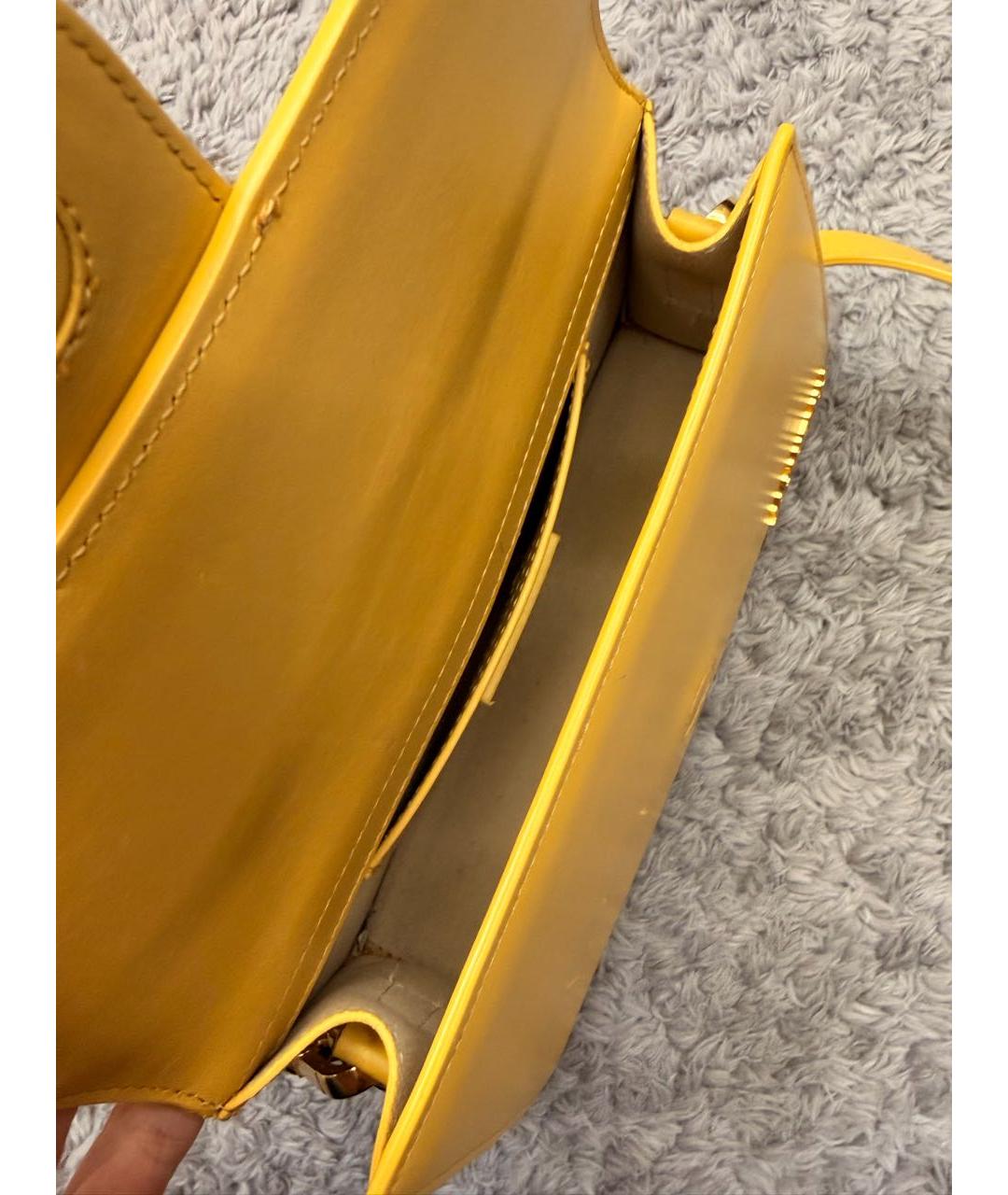 JACQUEMUS Желтая кожаная сумка через плечо, фото 3