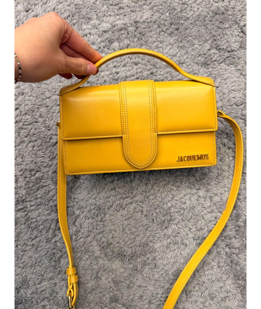 JACQUEMUS Желтая кожаная сумка через плечо, фото 4