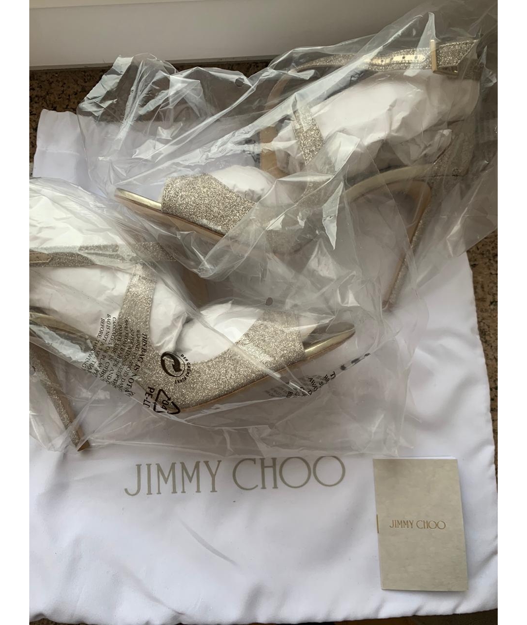 JIMMY CHOO Золотые кожаные босоножки, фото 5