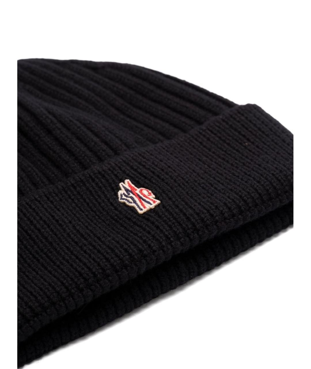 MONCLER GRENOBLE Черная шерстяная шапка, фото 2