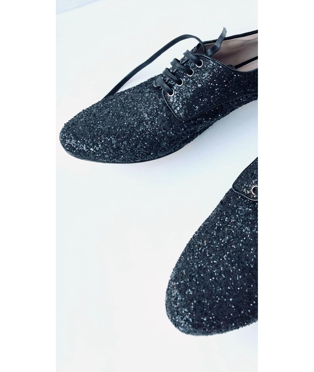 MIU MIU Черные кожаные брогги и оксфорды, фото 3