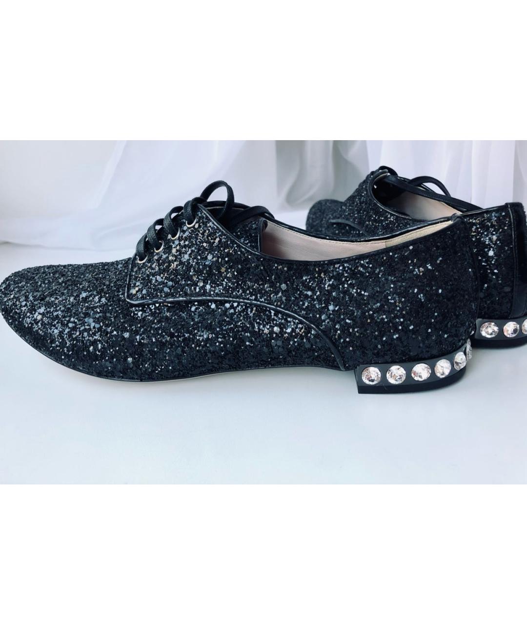 MIU MIU Черные кожаные брогги и оксфорды, фото 8