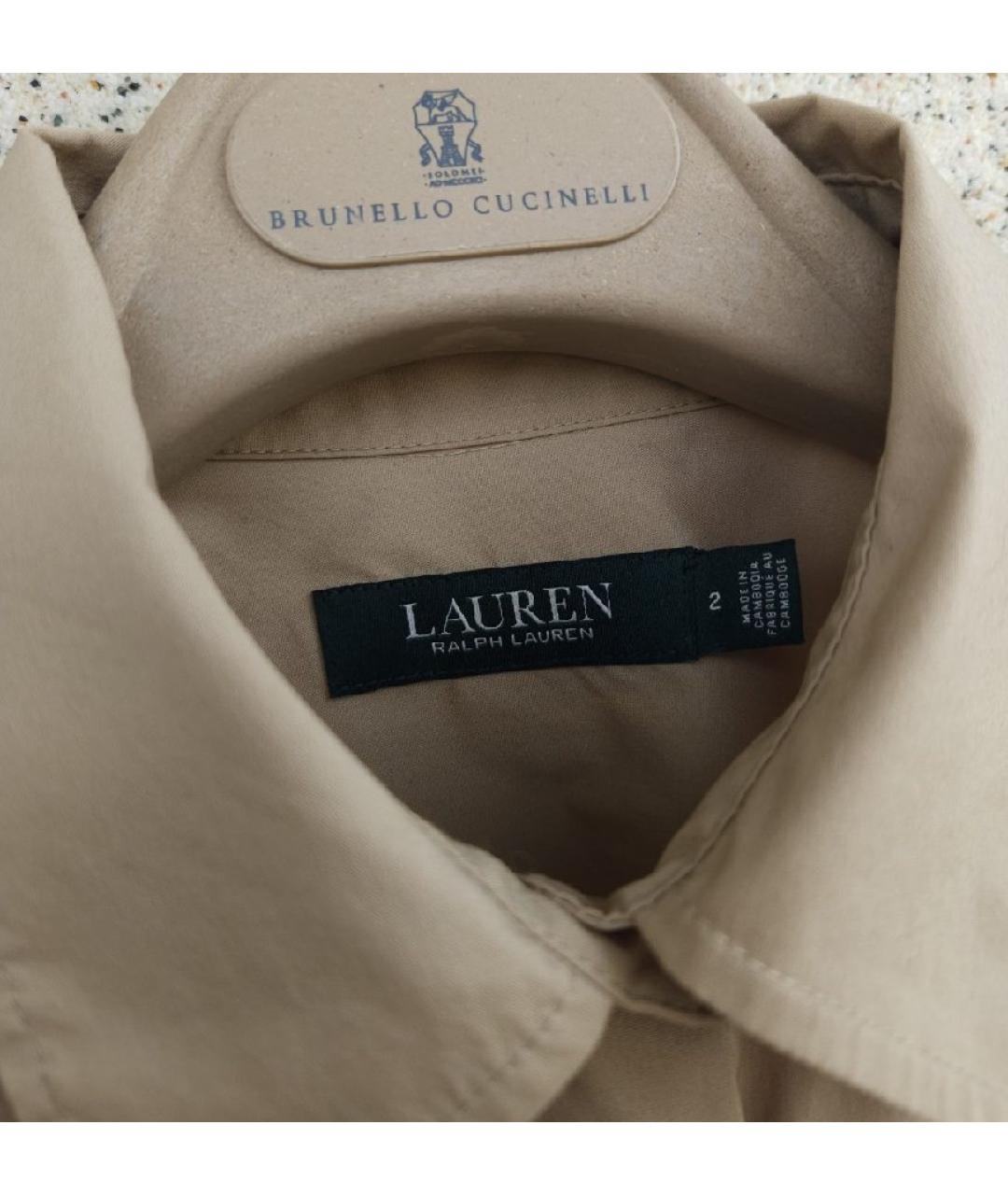 RALPH LAUREN Бежевое хлопковое повседневное платье, фото 3