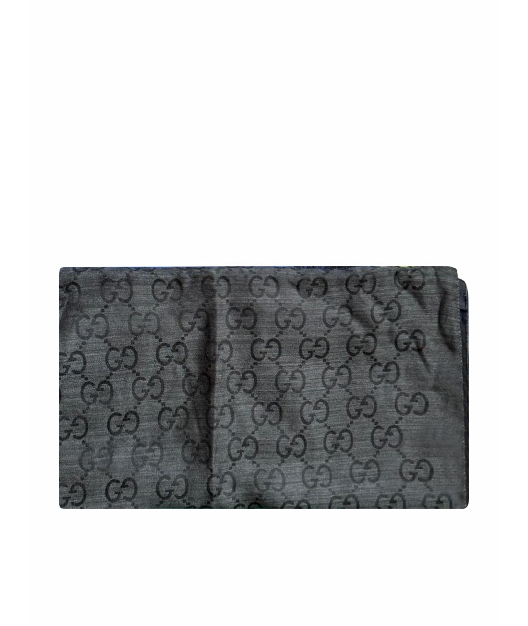 GUCCI Синий шерстяной шарф, фото 1