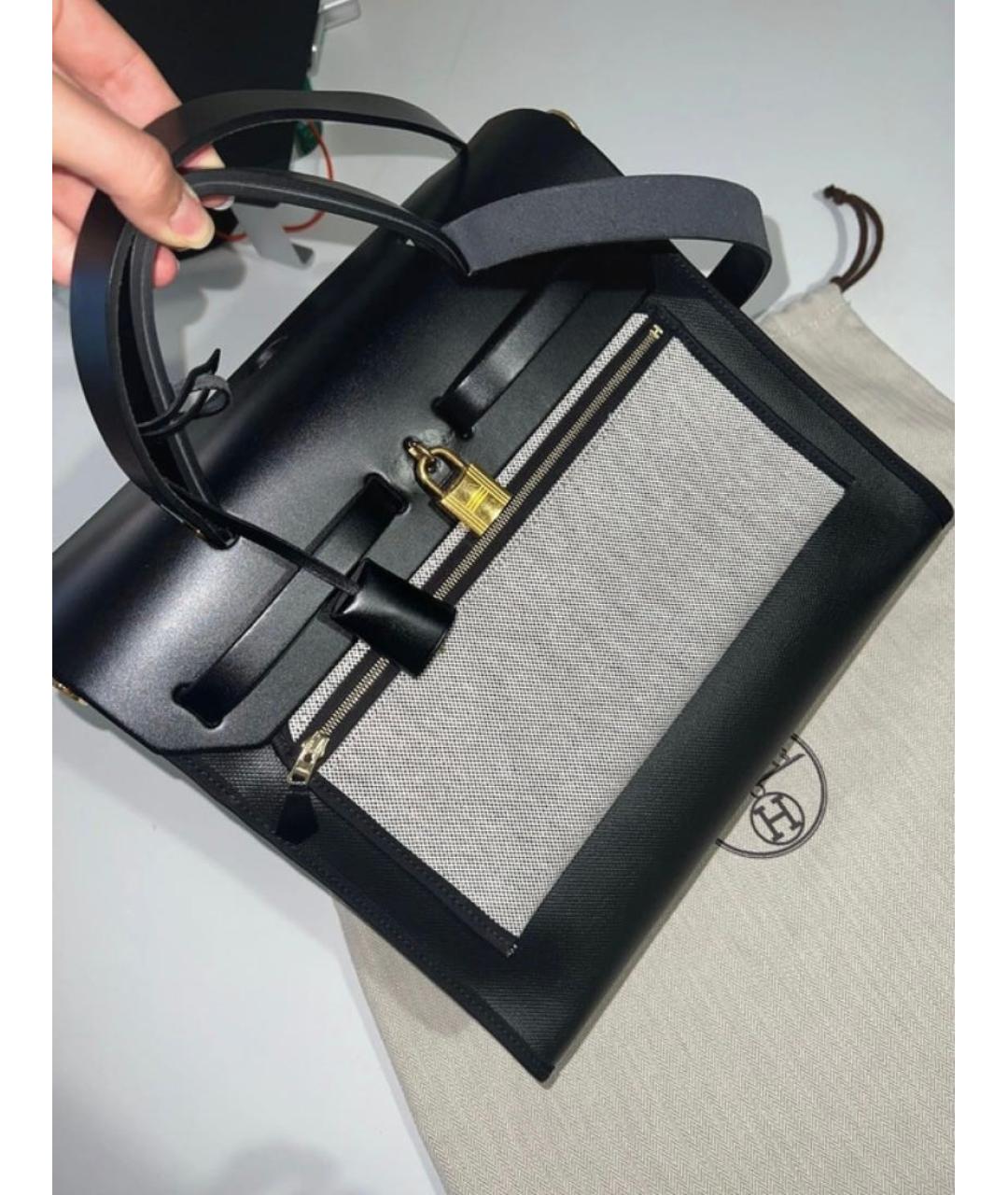 HERMES Черная сумка с короткими ручками, фото 7