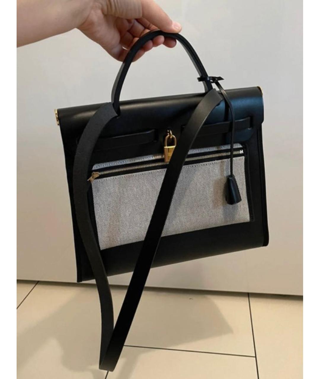 HERMES Черная сумка с короткими ручками, фото 3