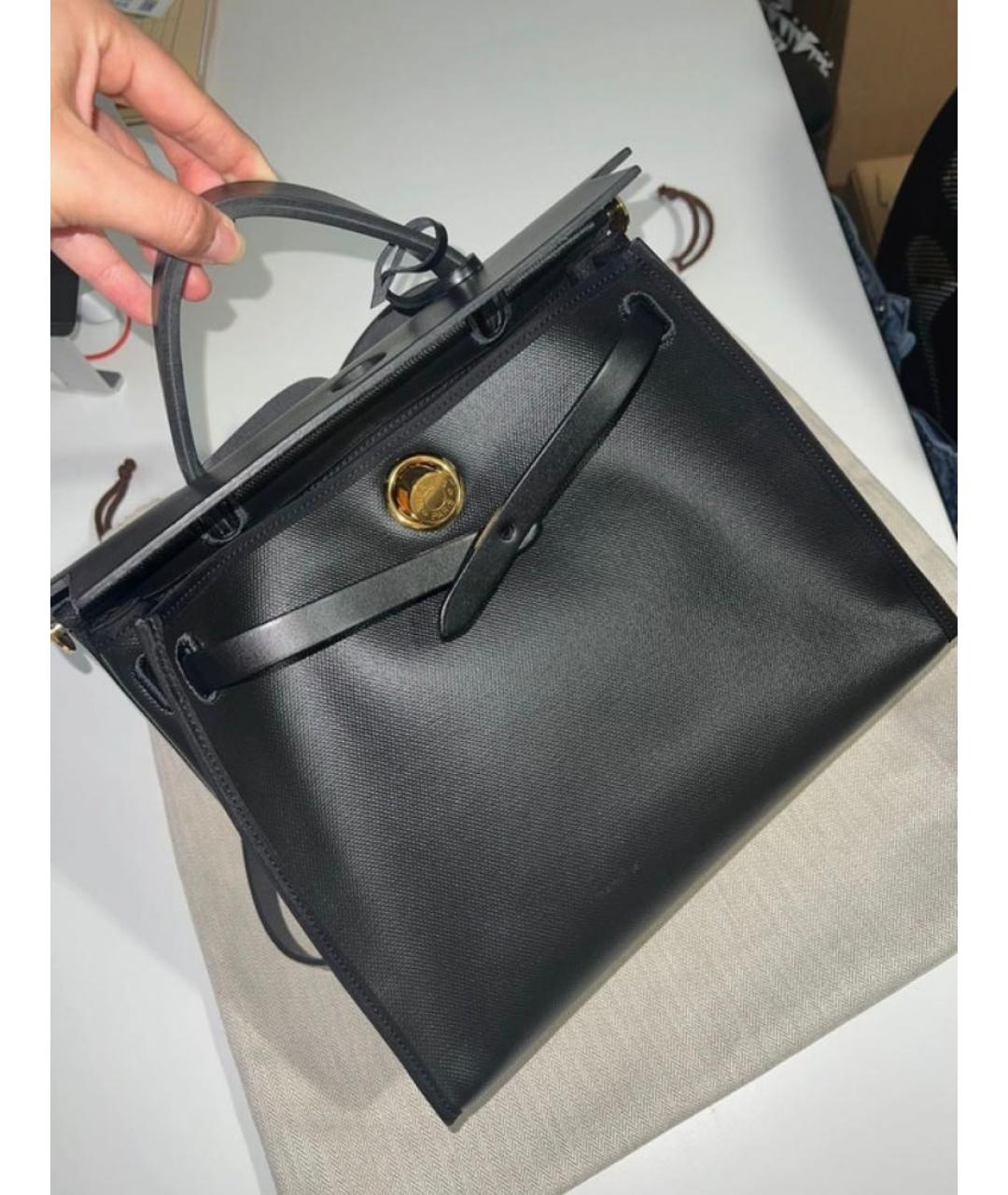 HERMES Черная сумка с короткими ручками, фото 6