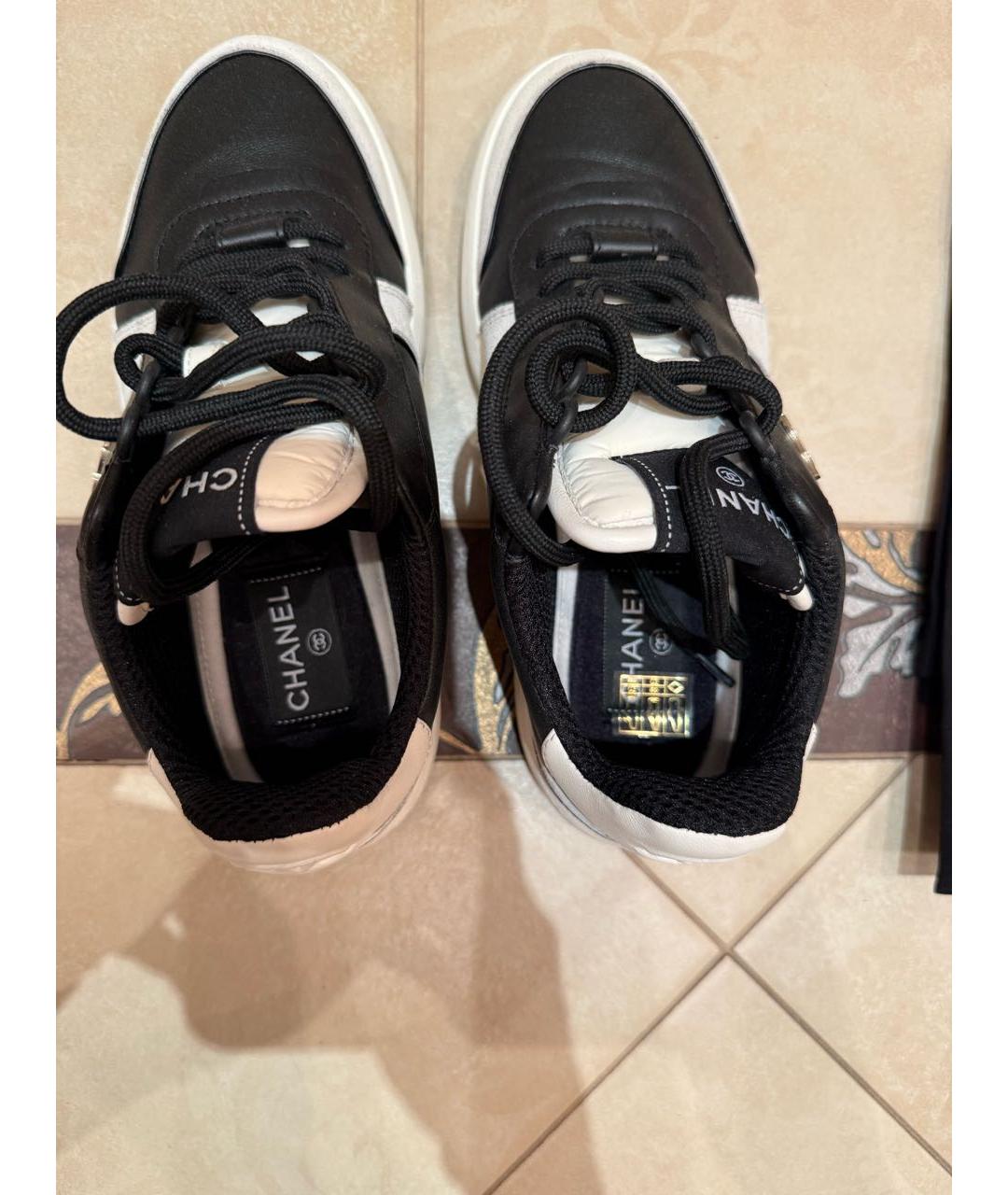 CHANEL Черные кожаные кроссовки, фото 3