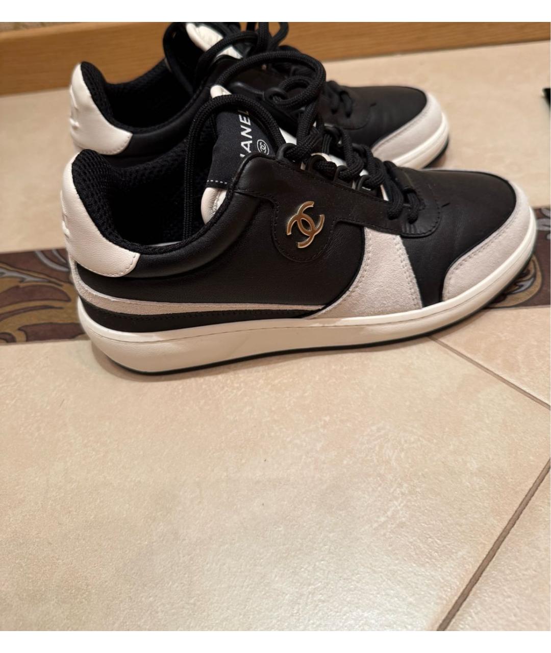 CHANEL Черные кожаные кроссовки, фото 9
